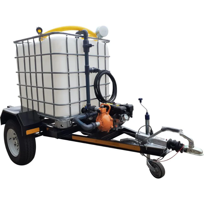 1000l Water Bowser trailer 7bar-1-outlet Flowbin™ braked
