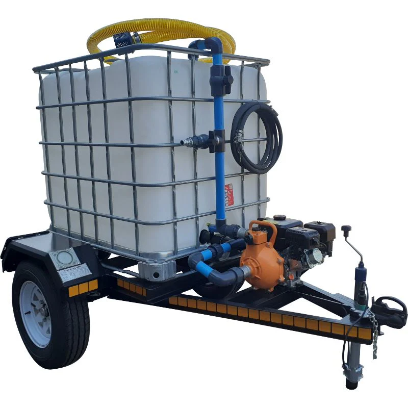 1000l Water Bowser trailer 7bar-1-outlet Flowbin™ unbraked