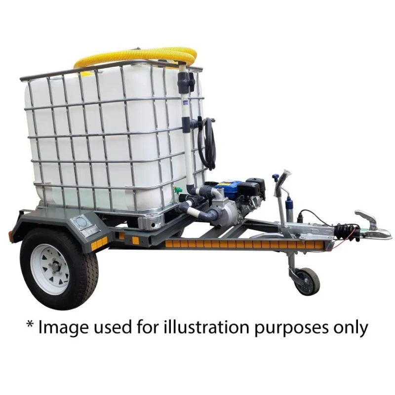 1000l Water Bowser trailer 7bar-3-outlet Flowbin™ braked