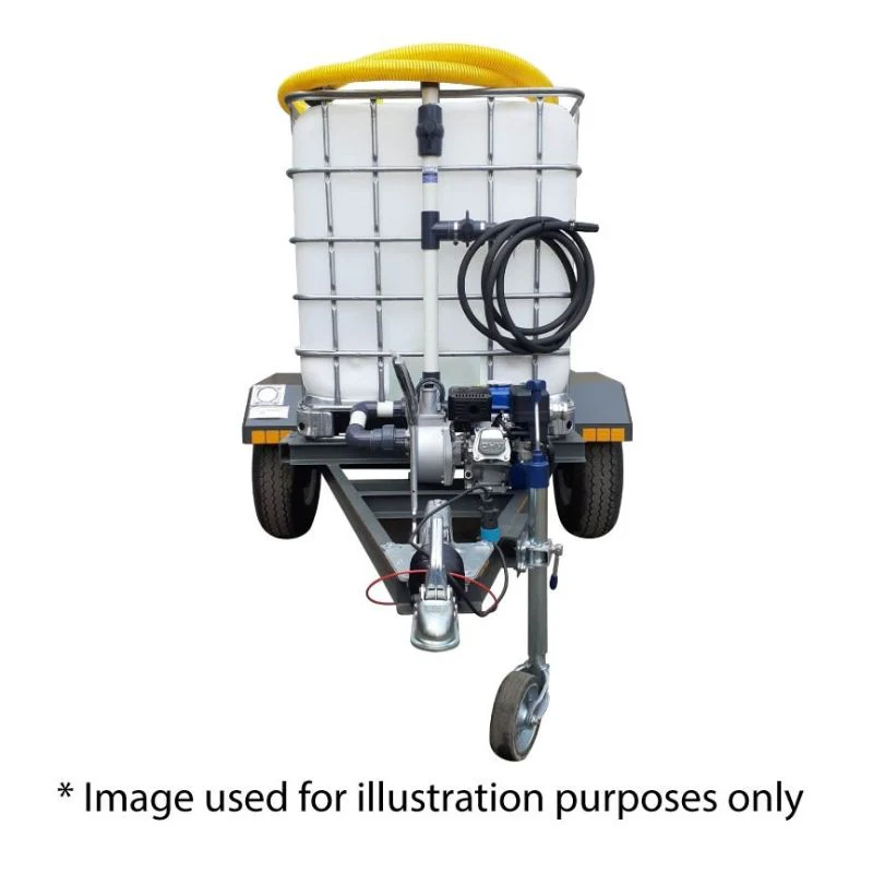 1000l Water Bowser trailer 9.5bar-1-outlet Flowbin™ braked